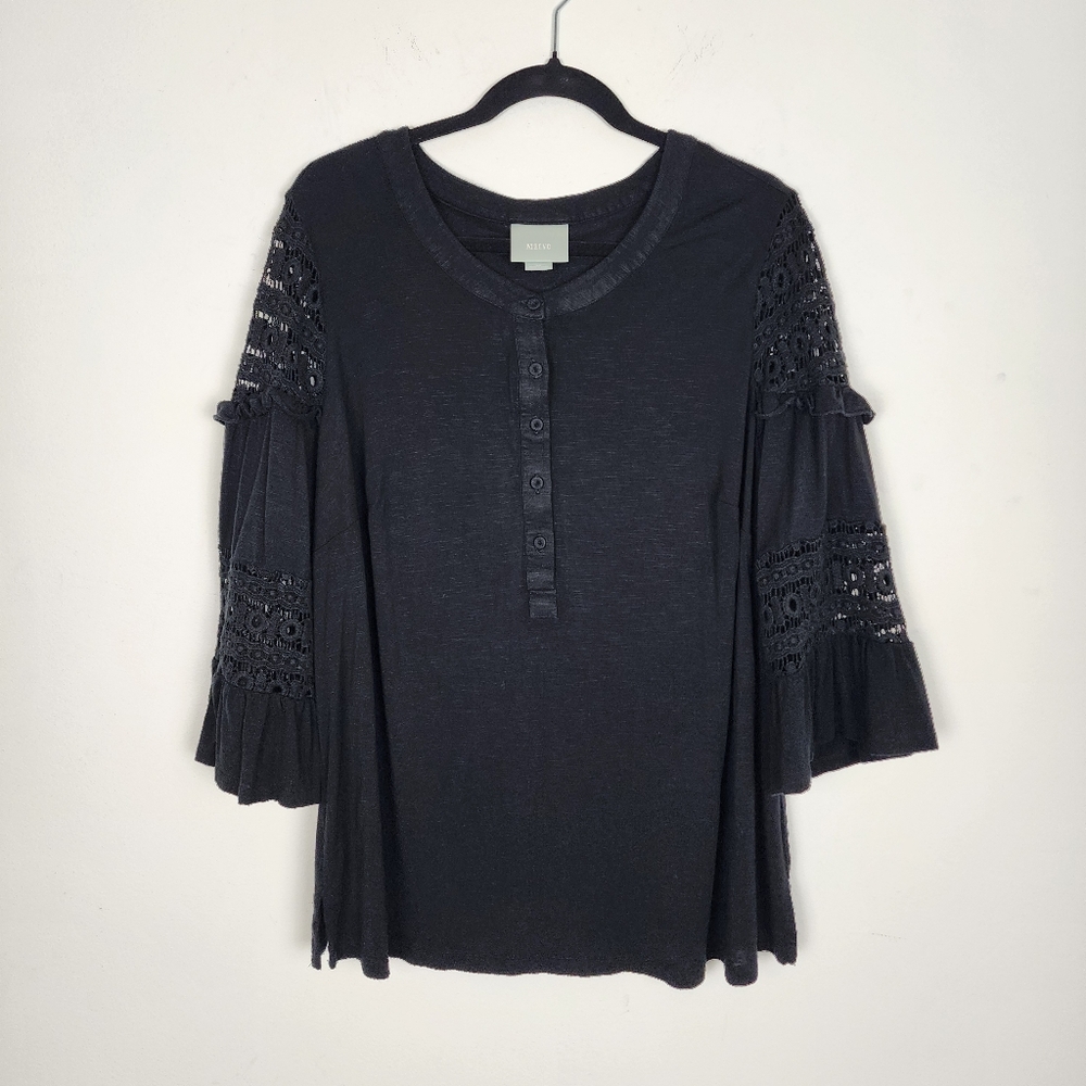 Anthropologie Maeve Top Black Lace Blouse Chic Whimsigoth Peasant Boho Size 2X - Picture 3 of 12
